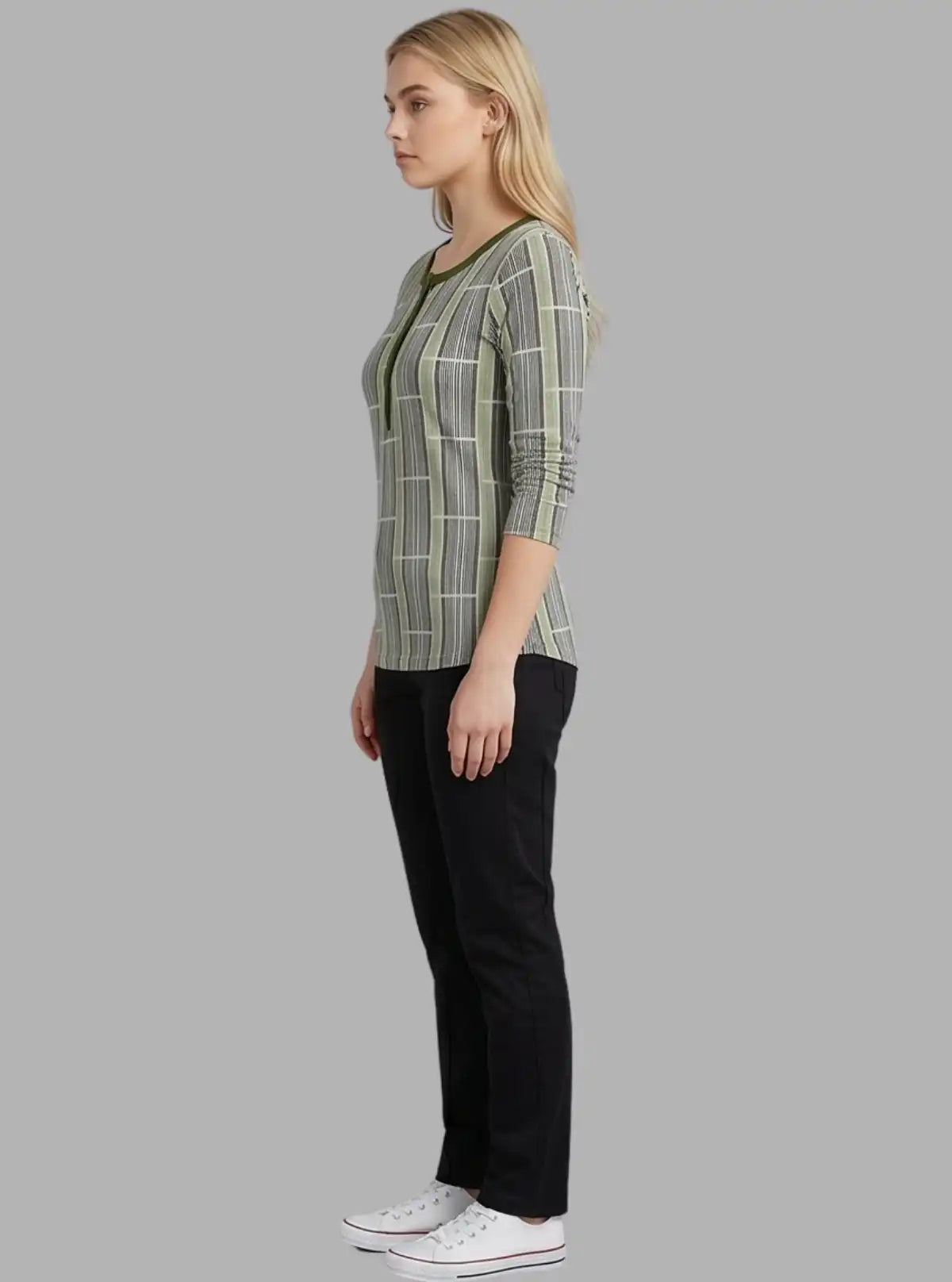 Women’s Green Graphic Stripe Top – Trendy & Comfortable | Boer & Fitch