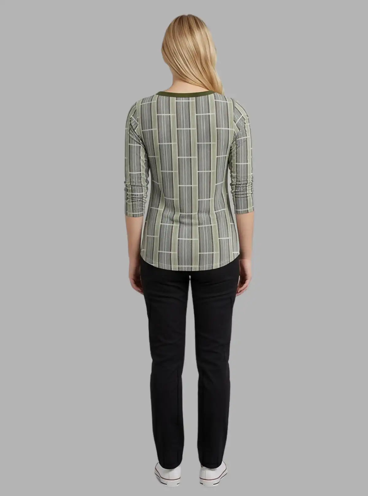 Women’s Green Graphic Stripe Top – Trendy & Comfortable | Boer & Fitch