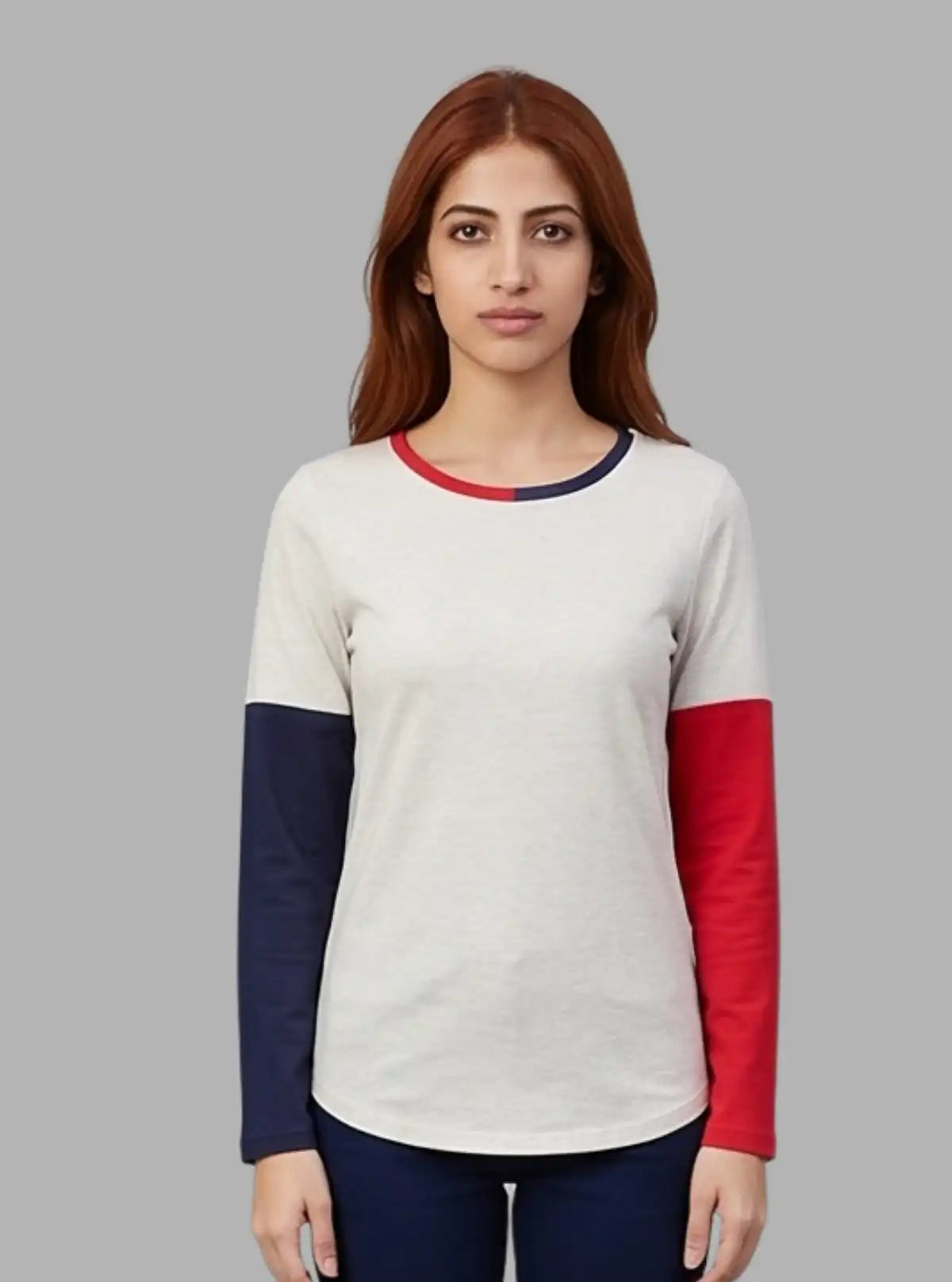 Women’s Contrast Fleece Ecru Melange Top – Cozy & Stylish | Boer & Fitch