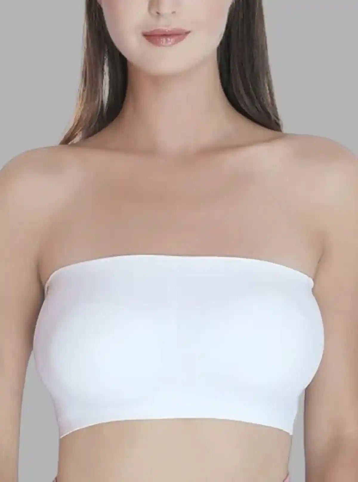 Women’s Ecru Tube Bra in Cotton Elastane – Seamless Comfort & Style