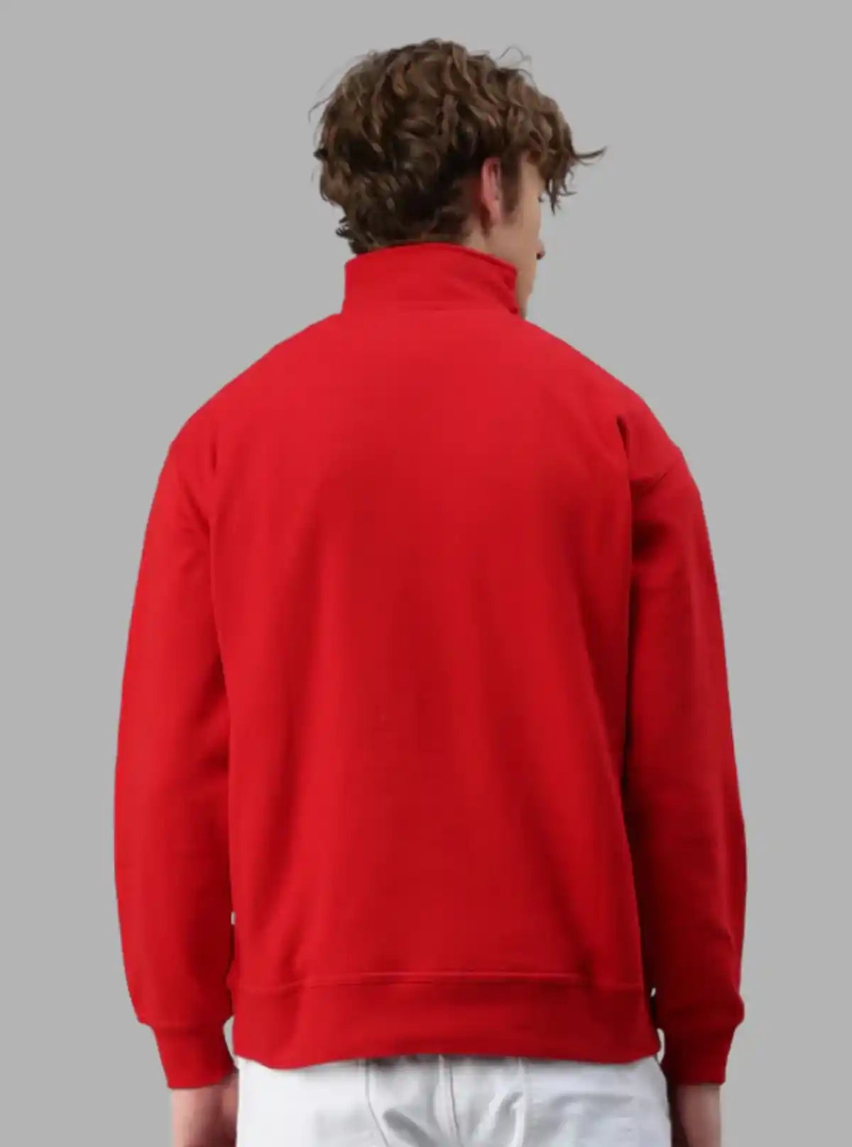 Men’s Red Zipper Collar Cardigan – Bold Comfort with Modern Flair