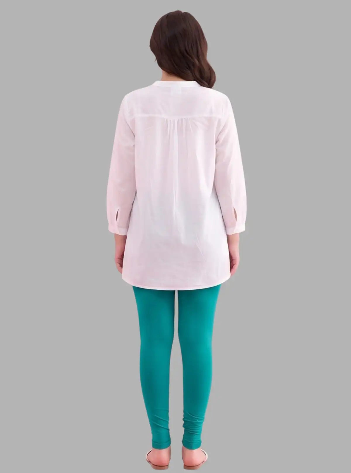 Women's Jade Green Ankle Legging – Feather-Touch Cotton Stretch Fit