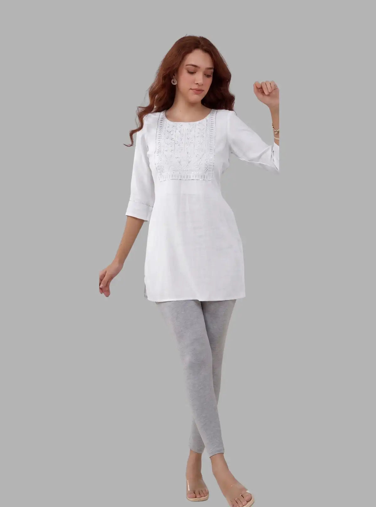 Women's Grey Ankle Legging – Cotton Elastane Feather-Touch Jersey by Boer & Fitch