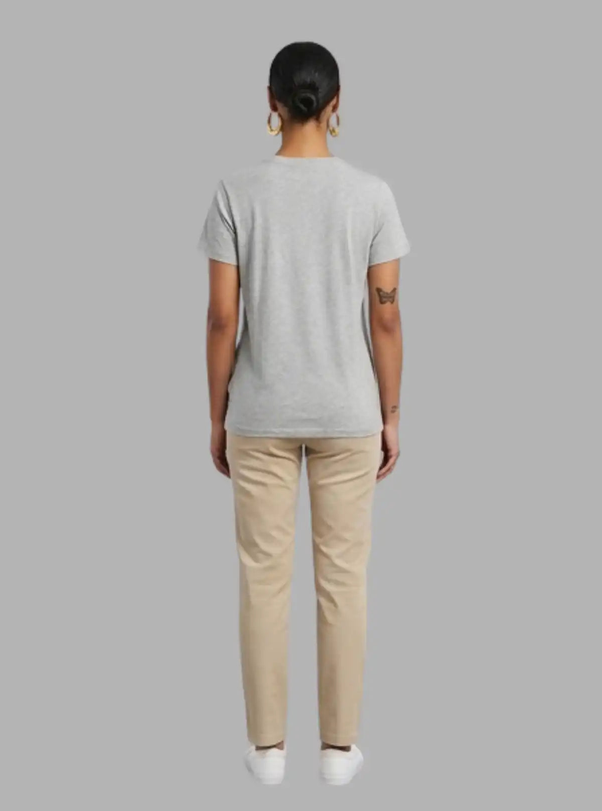 Women's Grey Melange Crew Neck Cotton Jersey Short Sleeve T-Shirt by Boer and Fitch
