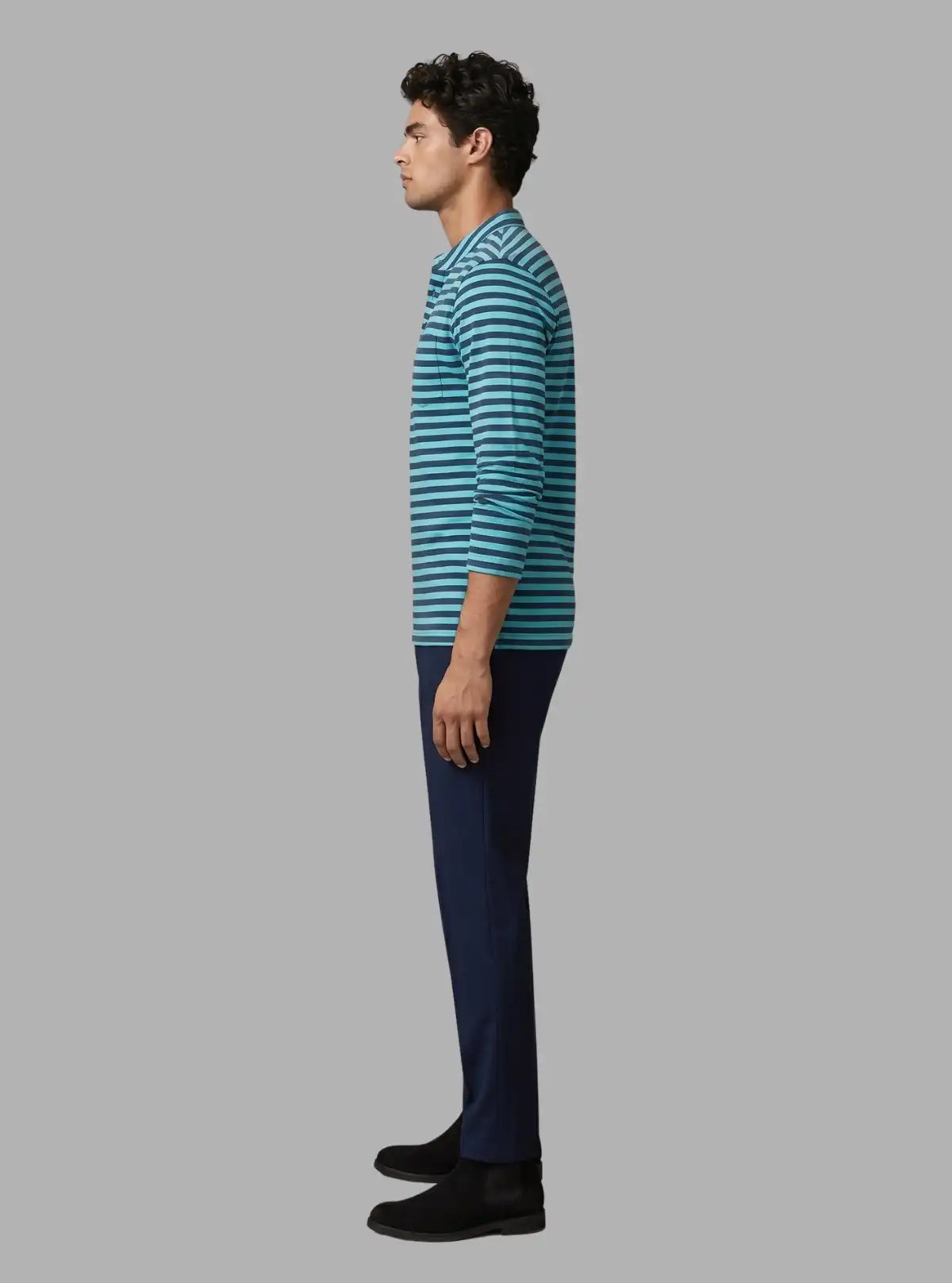Turquoise Striped Henley T-Shirt for Men – Boer and Fitch