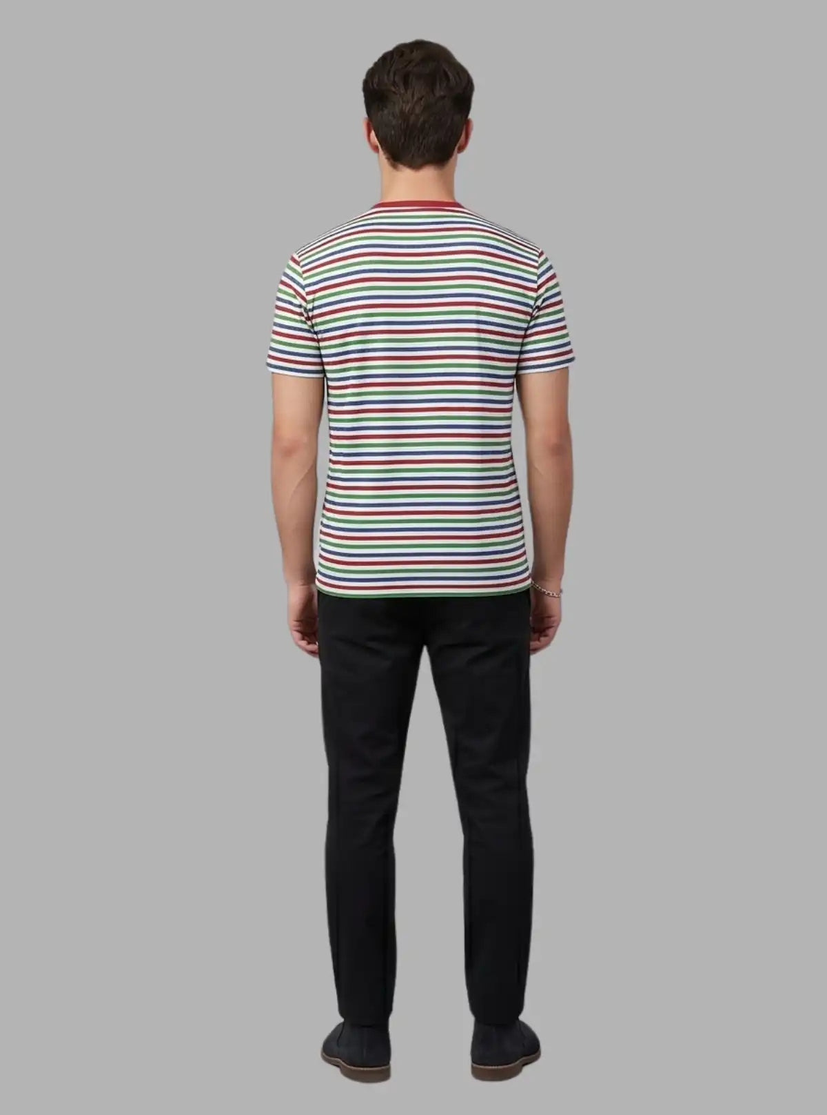 Multicolor Striped Round Neck T-Shirt for Men – Boer and Fitch