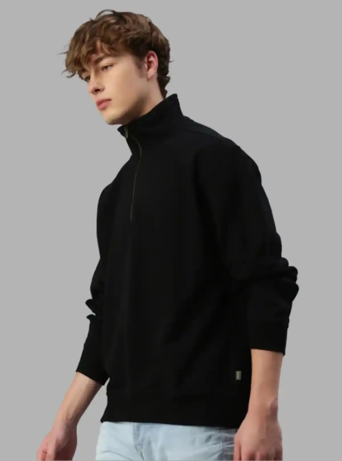 Men’s Black Zipper Collar Cardigan – Sleek, Smart & Versatile
