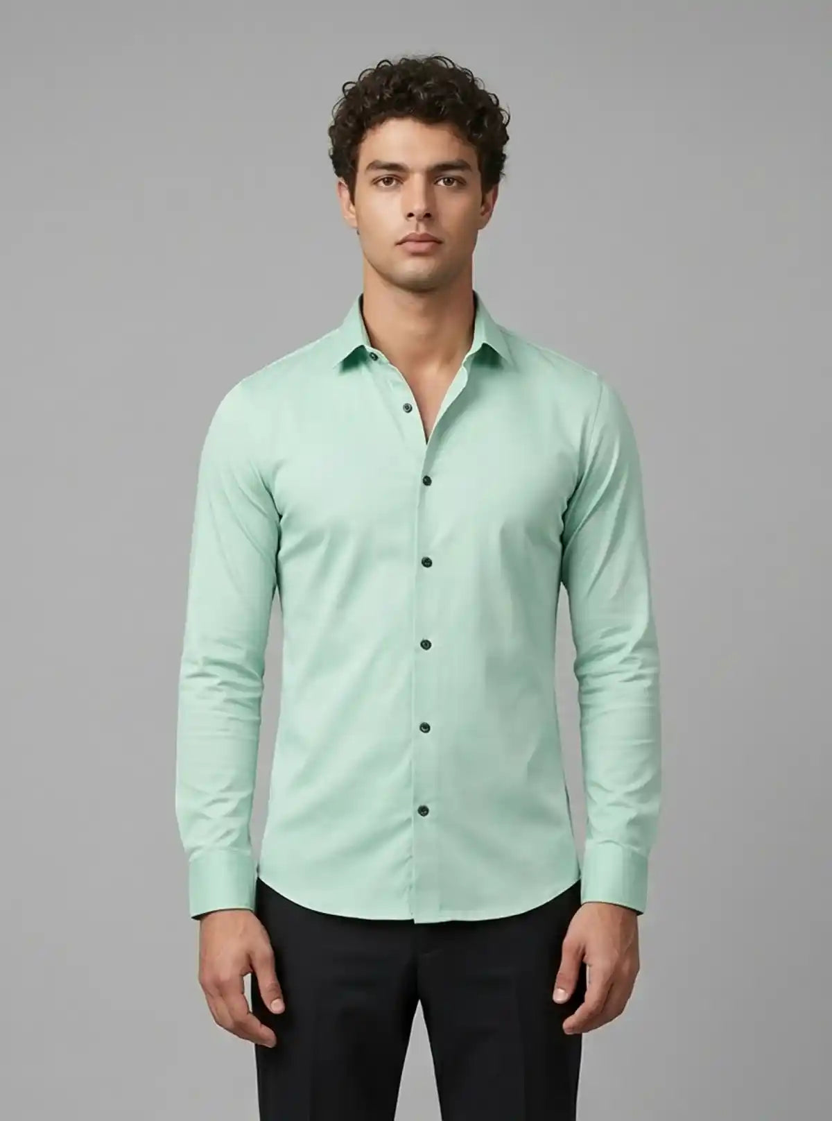 Men's Pastel Green Long Sleeve Poly Shirt – Fresh & Refined by Boer and Fitch