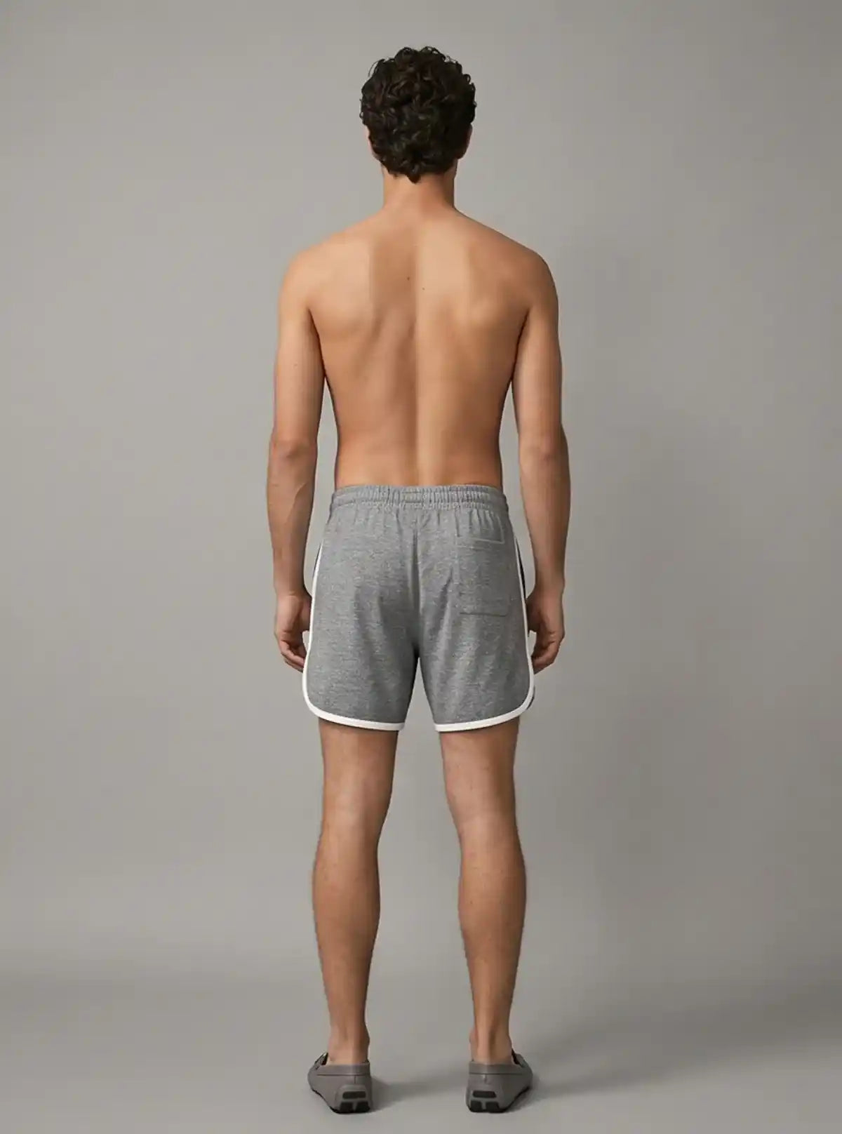 Men’s Charcoal Melange Cotton Fleece Shorts with White Piping – Boer & Fitch