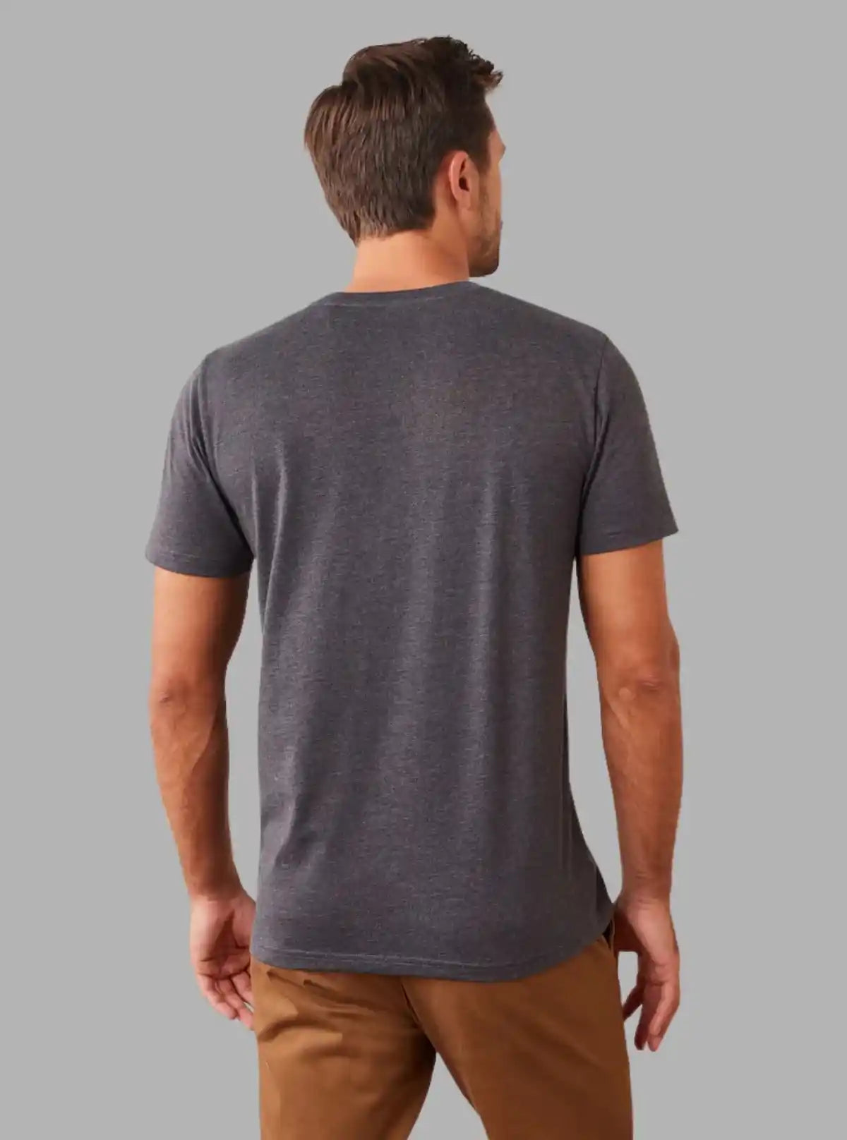 Men's Charcoal Melange Basic Crew Neck T-Shirt – Refined Style & Soft Comfort