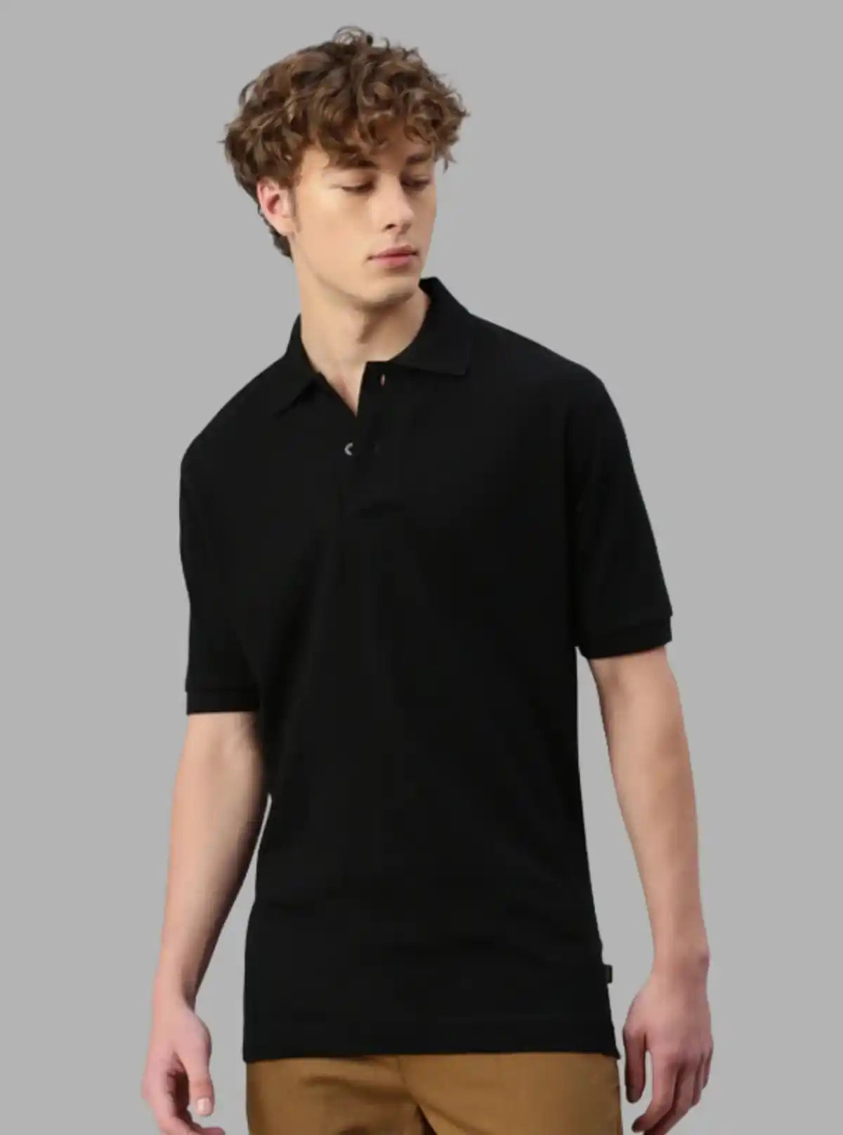 Men’s Black Pique Polo T-Shirt – Classic Fit, Premium Cotton Elegance