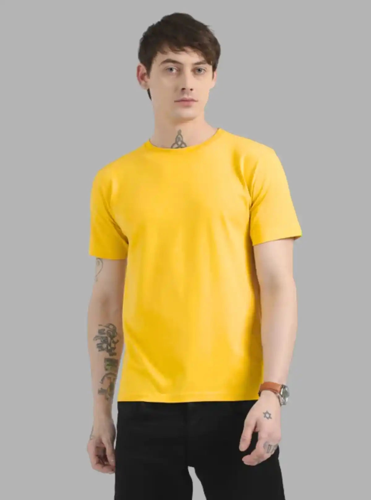 Men's Yellow Basic Crew Neck T-Shirt – Bright, Bold & Everyday Ready