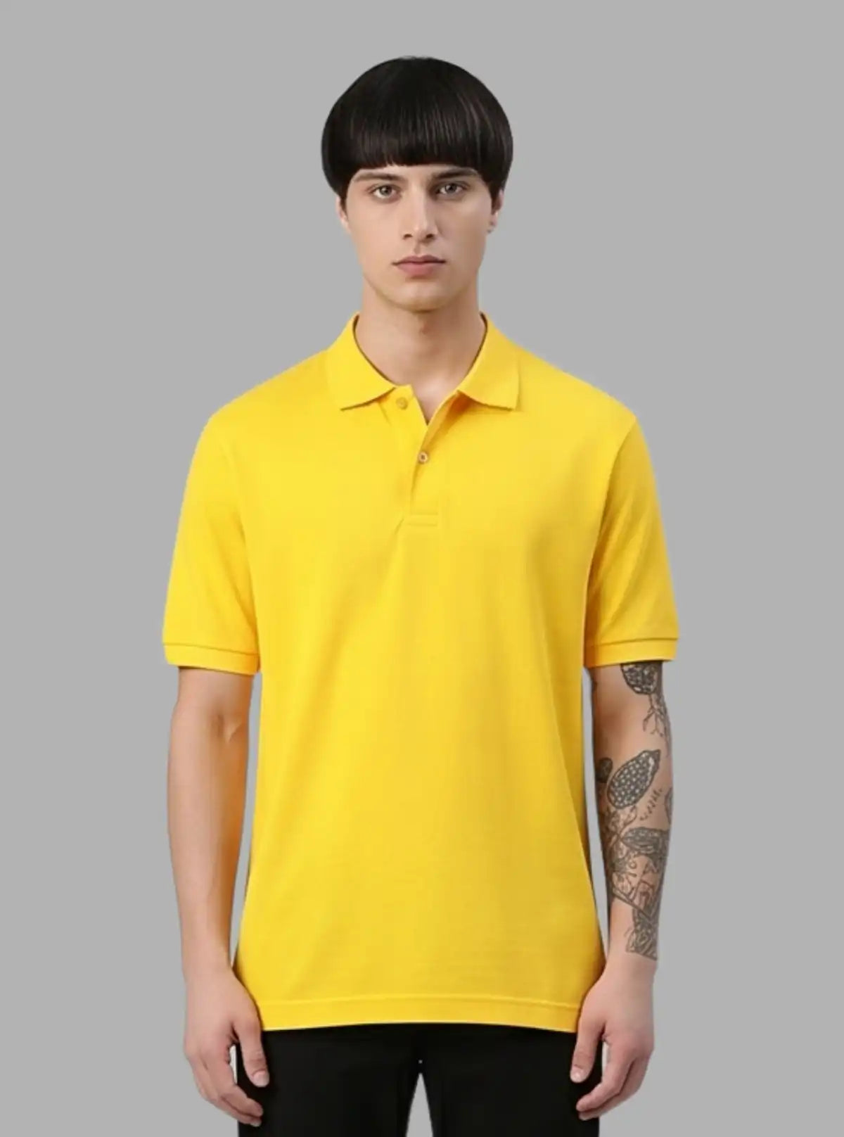 Men’s Yellow Polo T-Shirt with Collar & Cuff | 100% Cotton Piqué Knit | Boer & Fitch
