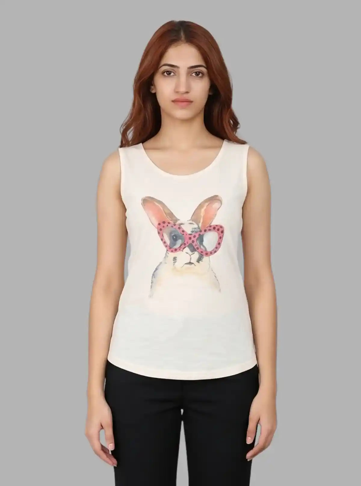 Women’s Sandal Melange Rabbit Print Top – Stylish Casual Wear by Boer and Fitch