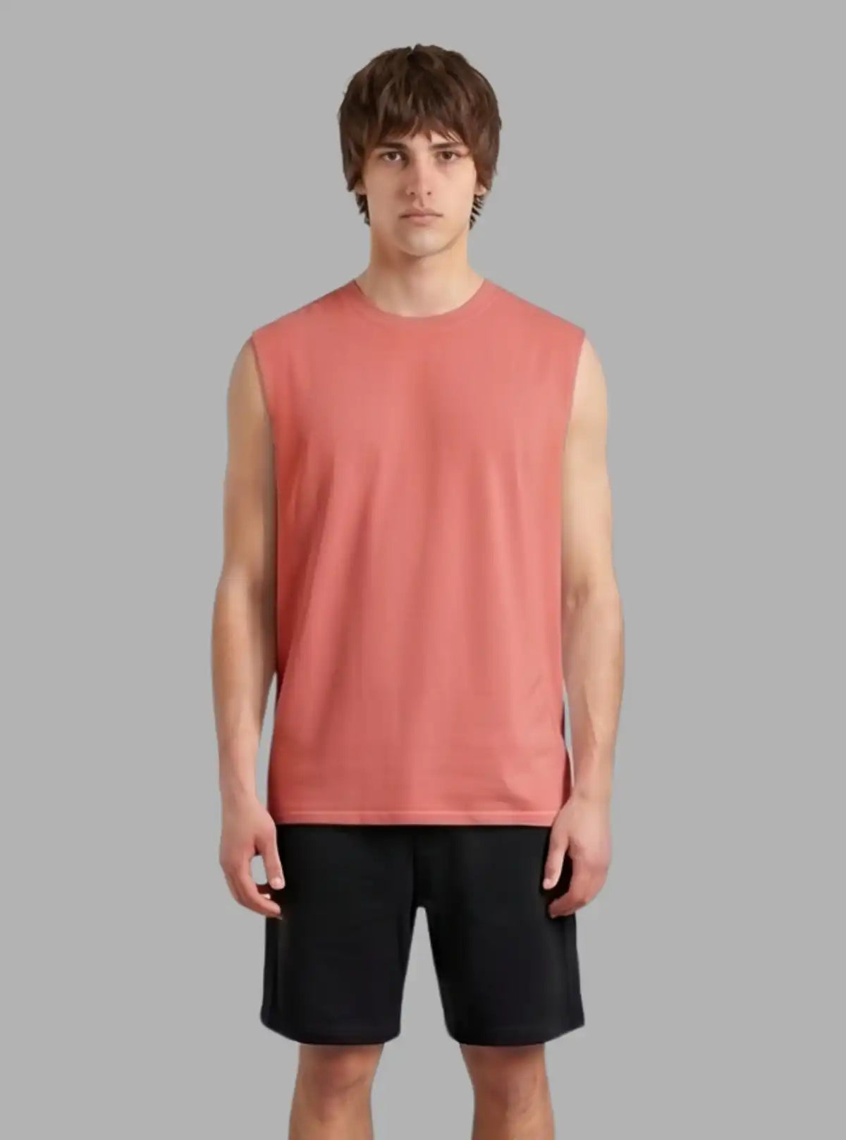Boer and Fitch Oversized Coral Red Tank for Men | 100% Cotton Soft Touch Tank