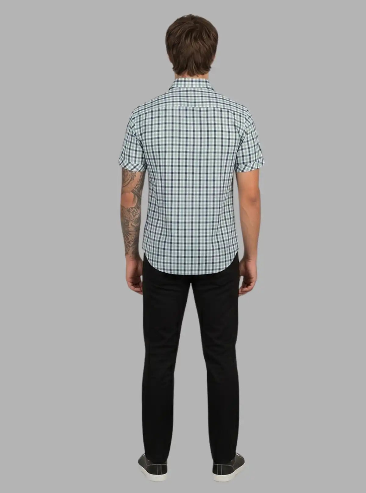 Soft Green Checkered Half Sleeve Shirt for Men – Casual Cotton Shirt by Boer and Fitch