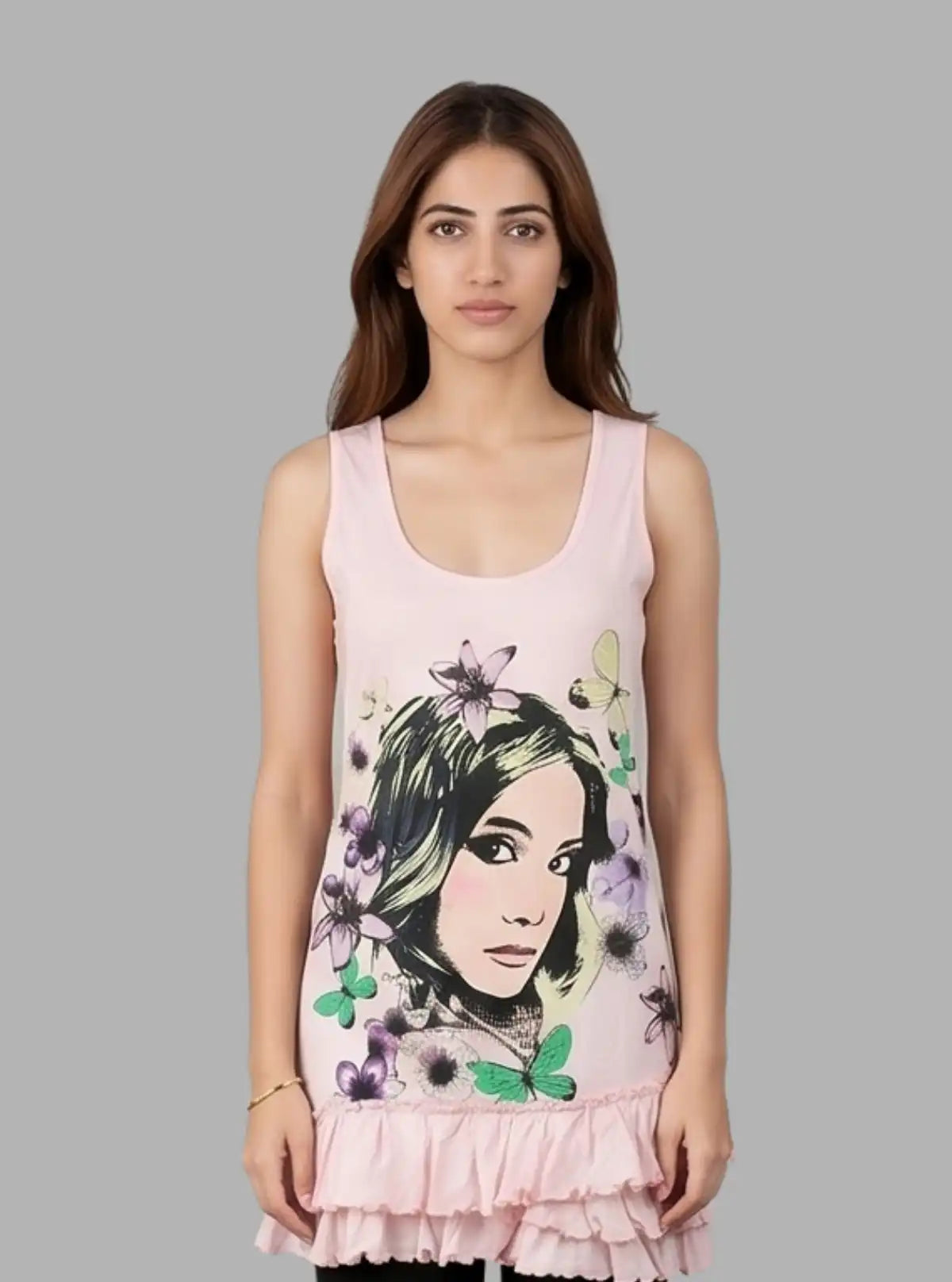 Women’s Graphic Face Print Sleeveless Top – Trendy & Comfortable | Boer & Fitch