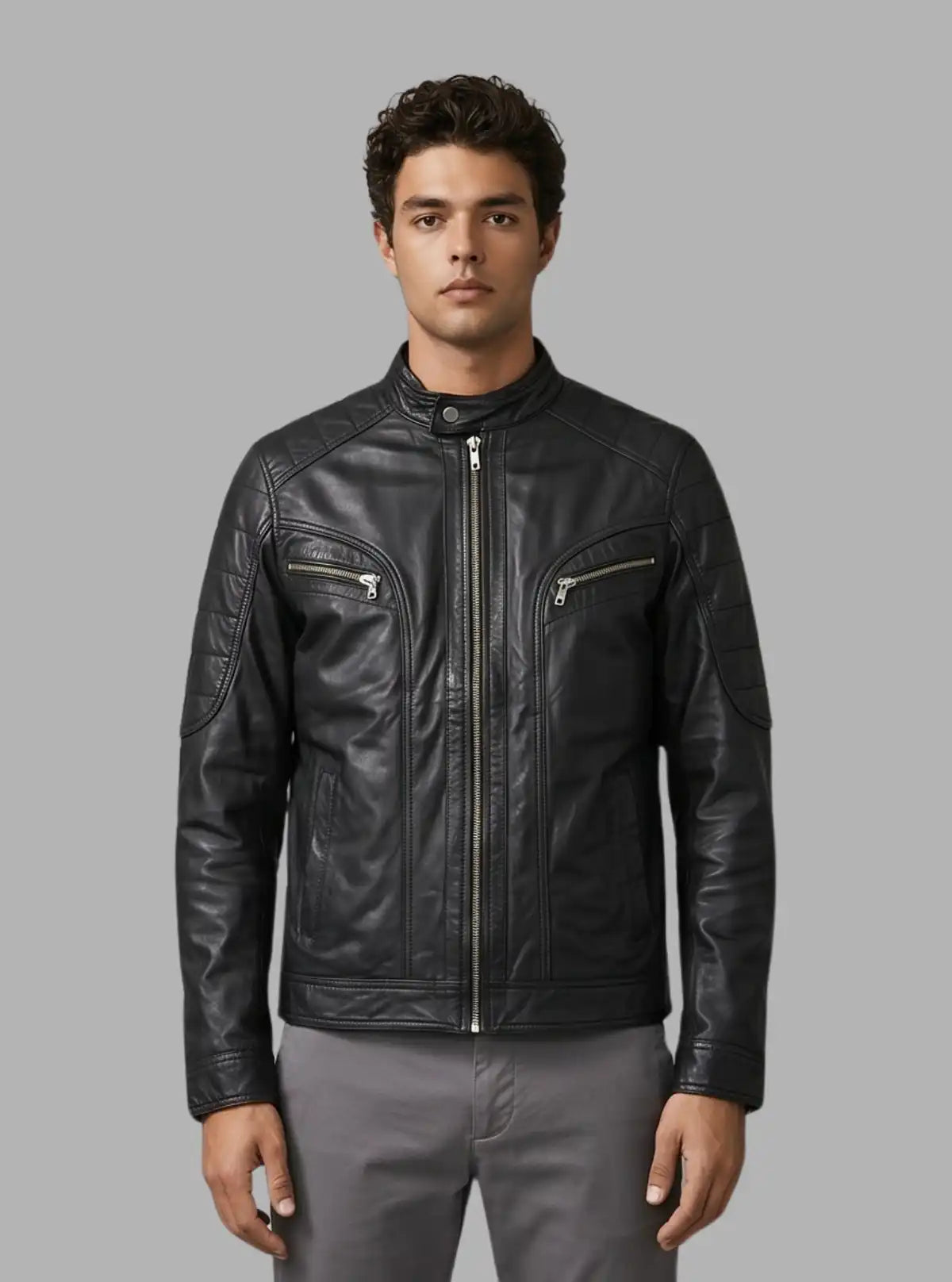 Black Leather Jacket for Men – Classic Biker & Casual Style by Boer and Fitch