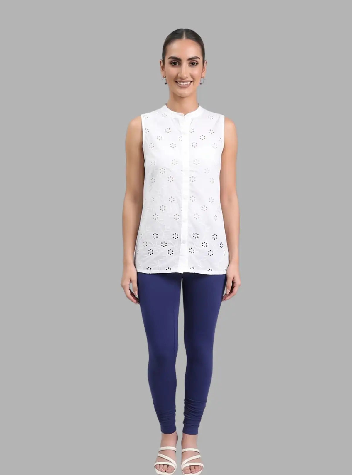 Women's Ink Blue Ankle Legging – Cotton Elastane Feather-Touch Jersey by Boer & Fitch