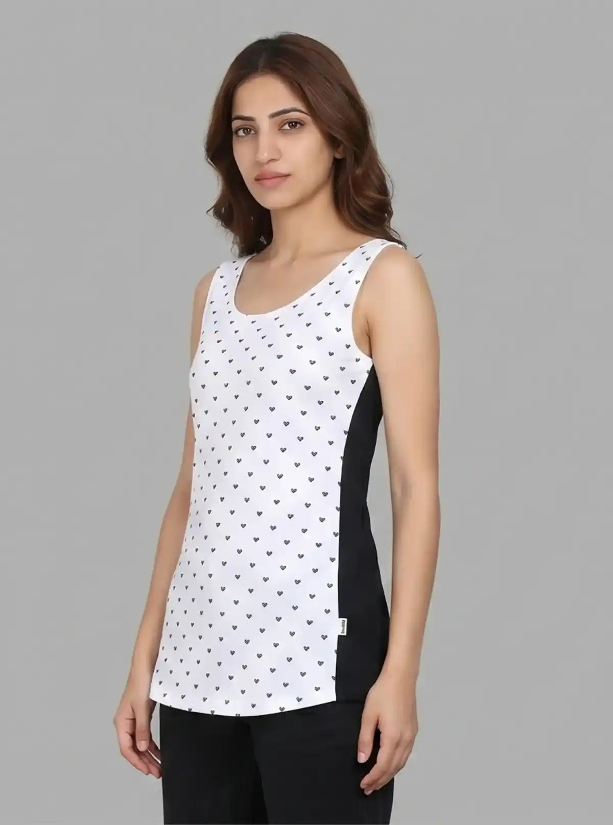 Women’s White Heart Printed Sleeveless Top – Boer and Fitch