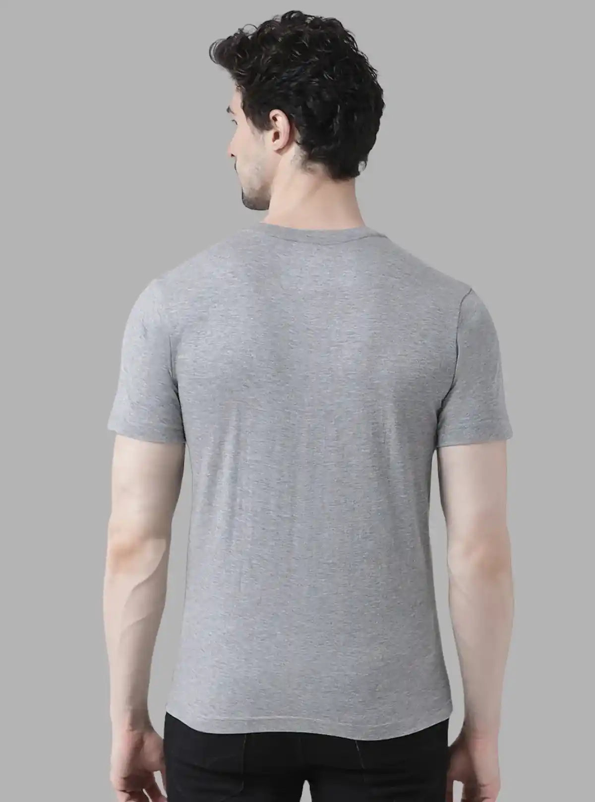 Men’s Light Grey Basic V-Neck T-Shirt – Soft Cotton Classic Fit Tee