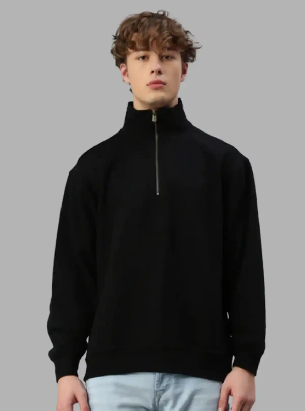 Men’s Black Zipper Collar Cardigan – Sleek, Smart & Versatile