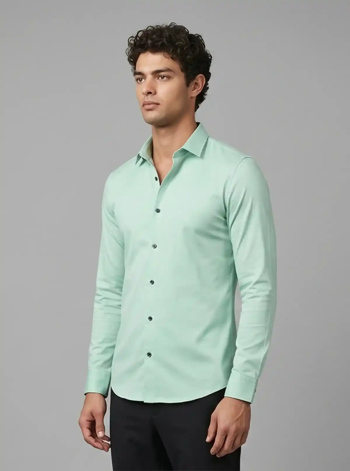 Men's Pastel Green Long Sleeve Poly Shirt – Fresh & Refined by Boer and Fitch