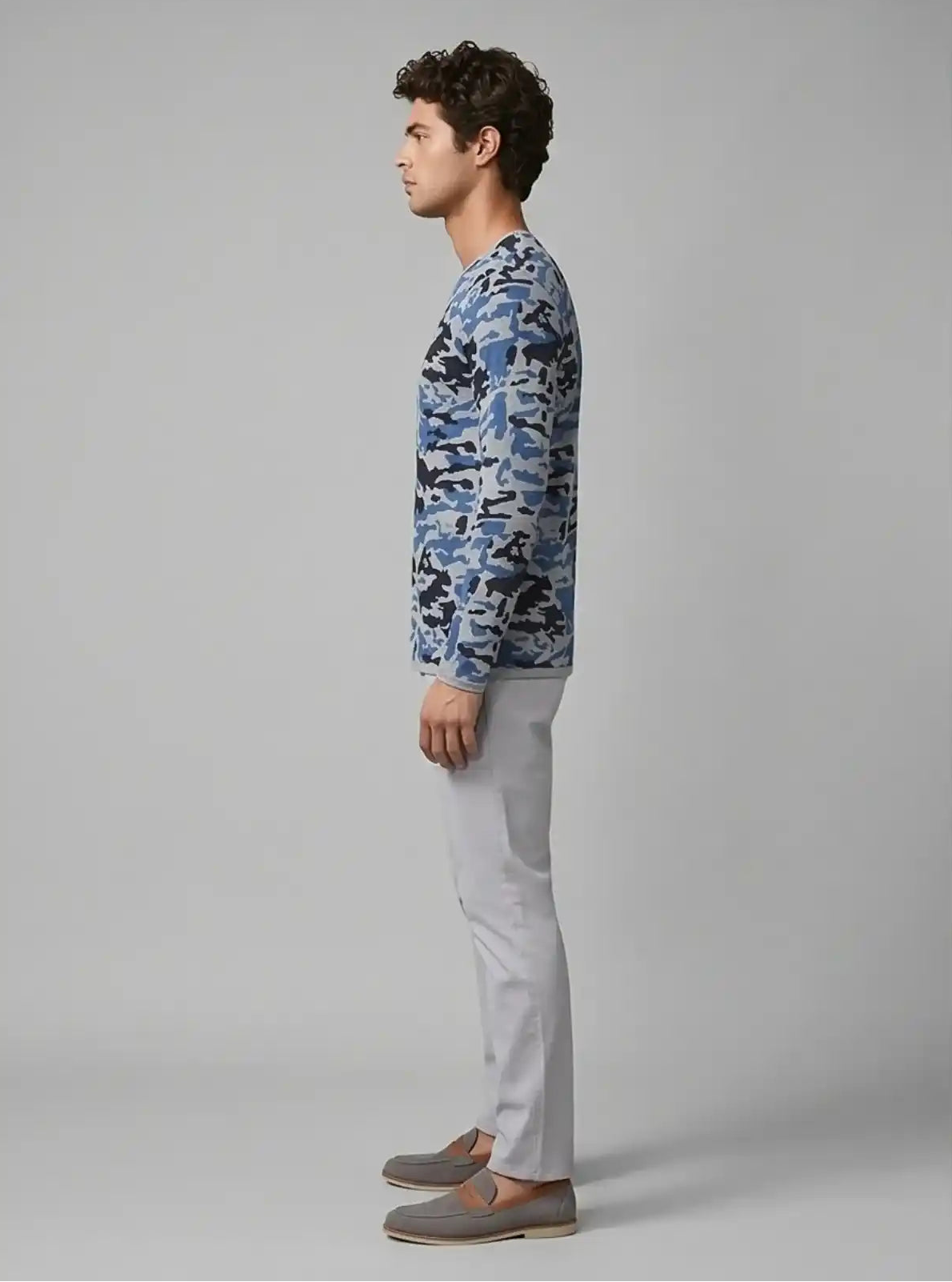 Men’s Grey Melange Camouflage Print T-Shirt – Urban Camo Streetwear Style