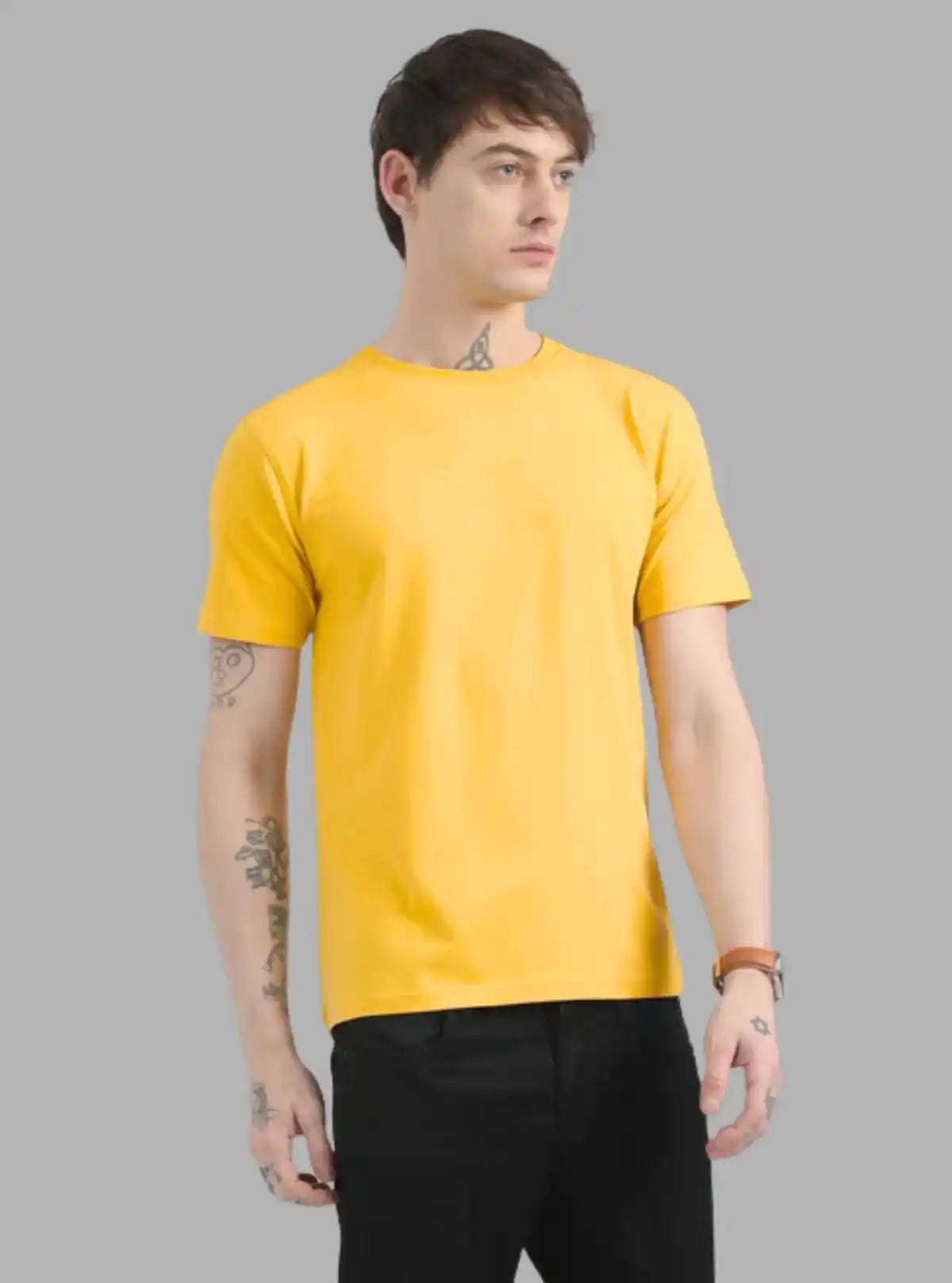 Men's Yellow Basic Crew Neck T-Shirt – Bright, Bold & Everyday Ready