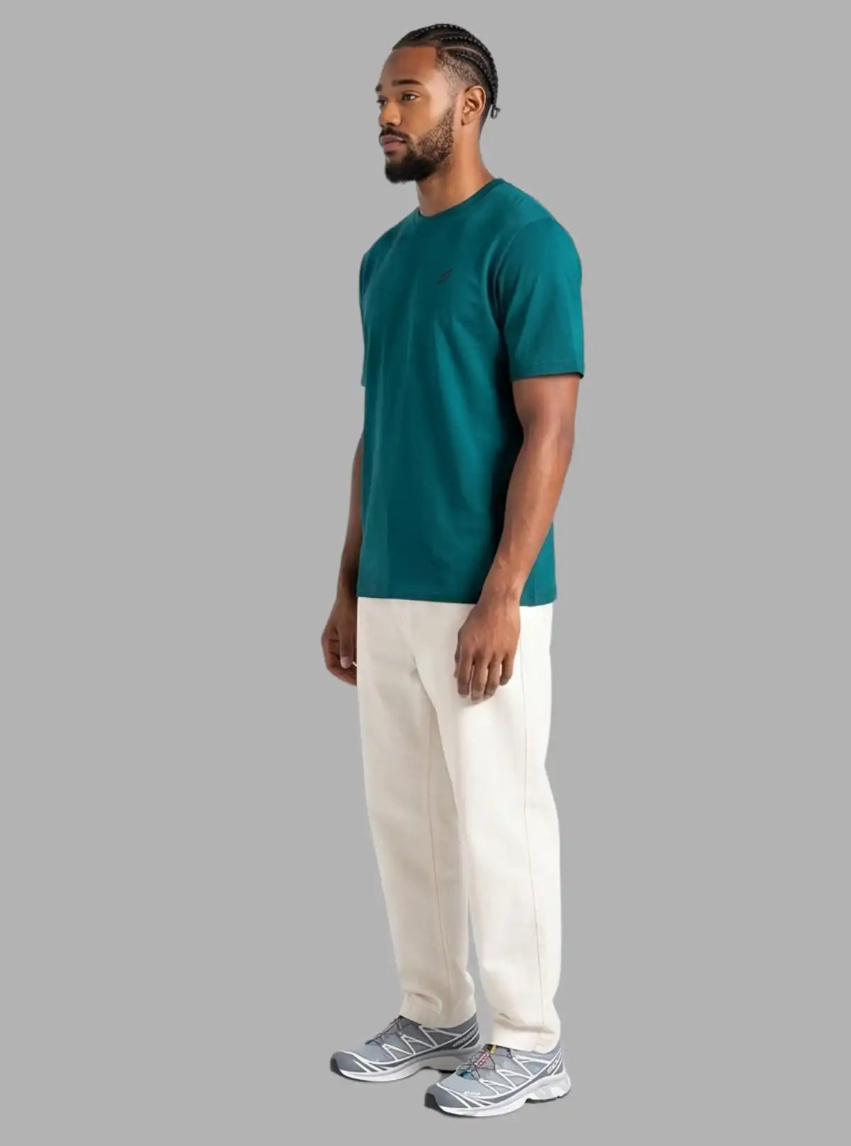 Boer and Fitch Surf Rider Printed Teal Blue Crew Neck Cotton T-Shirt for Men