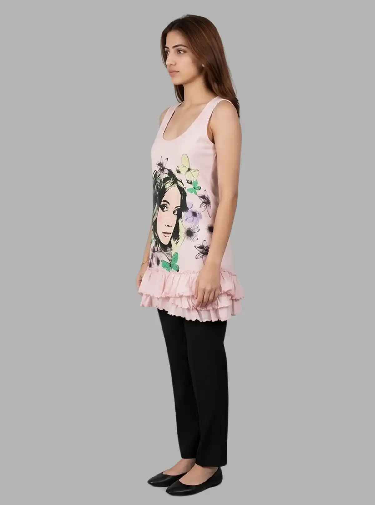 Women’s Graphic Face Print Sleeveless Top – Trendy & Comfortable | Boer & Fitch