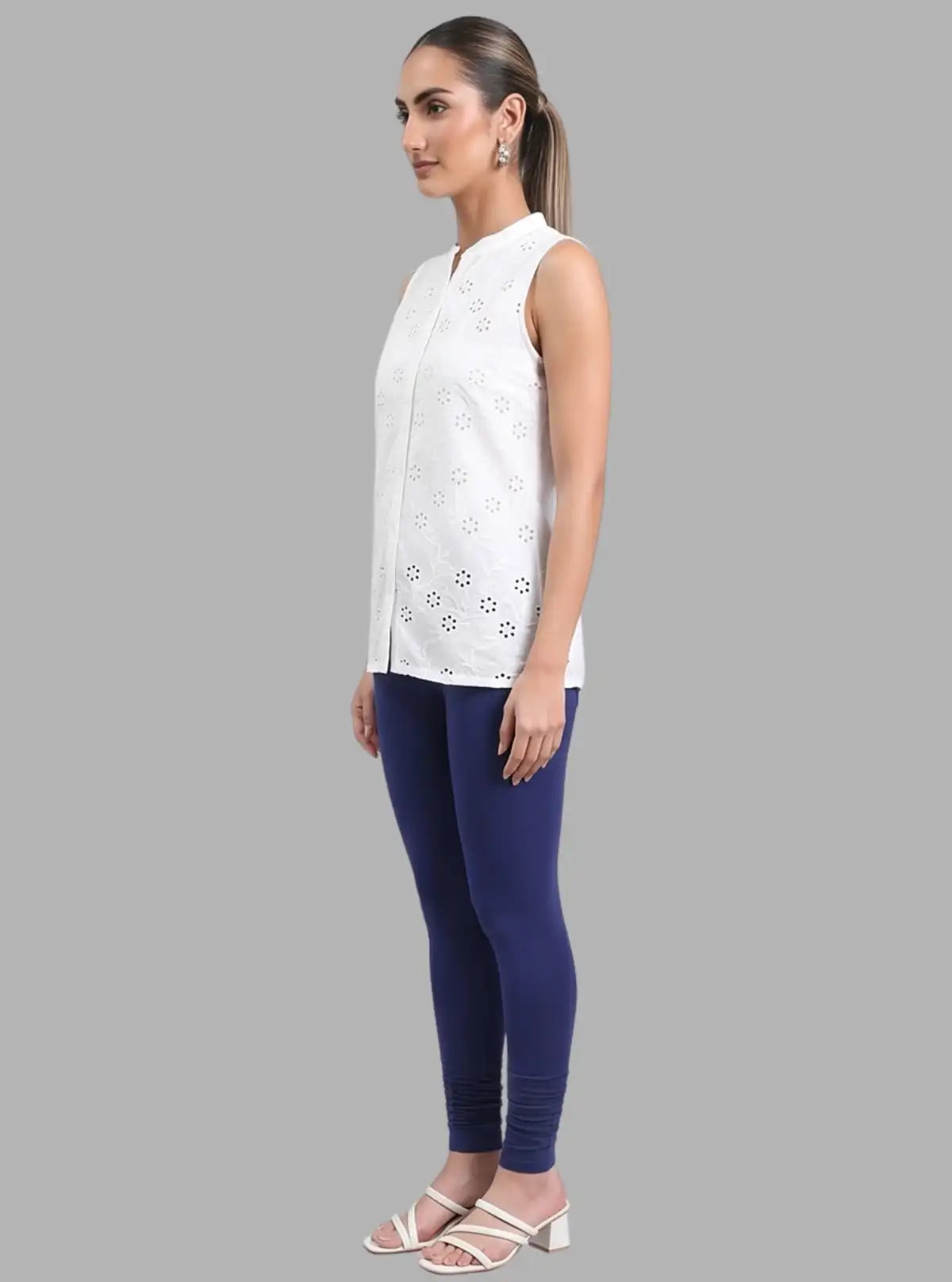 Women's Ink Blue Ankle Legging – Cotton Elastane Feather-Touch Jersey by Boer & Fitch