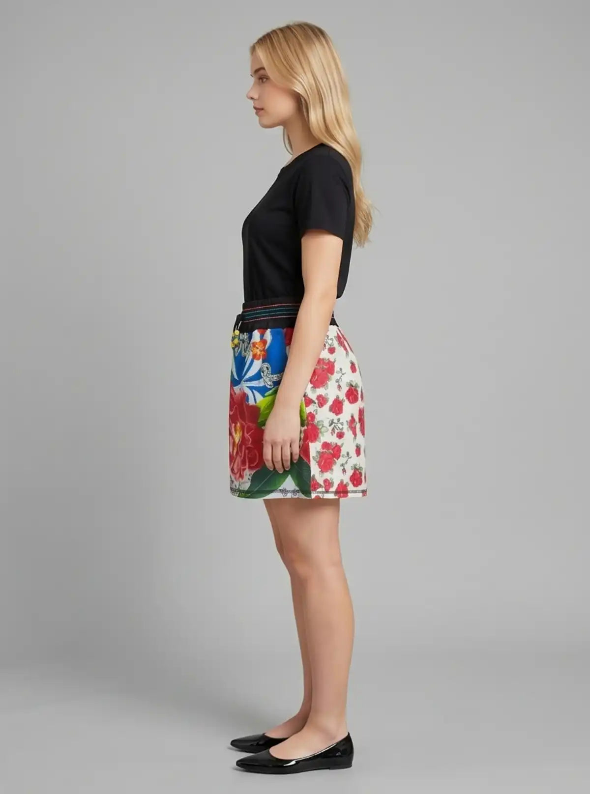 Women’s Blue Contrast Floral Short Skirt – Stylish & Chic | Boer & Fitch