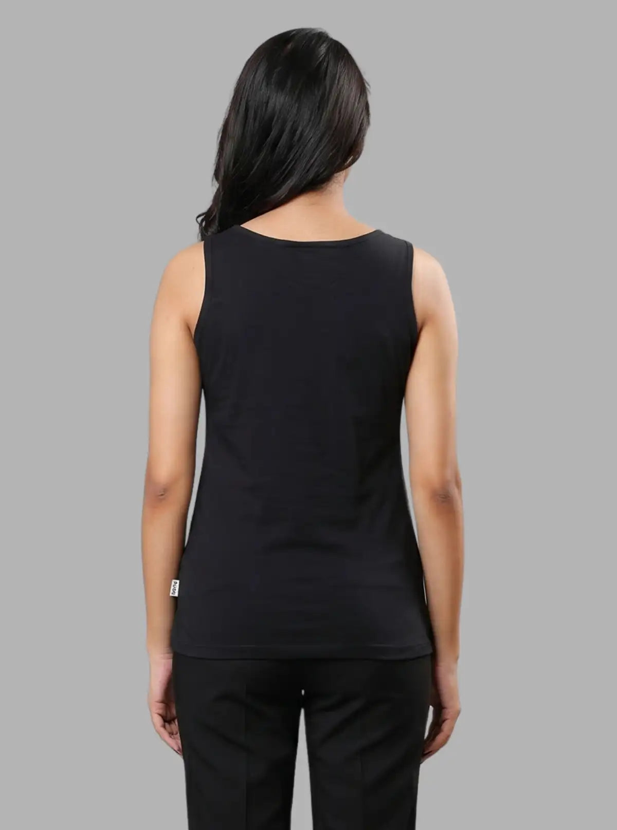 Women’s Sleeveless Black Cotton Jersey Top – Elegant Casual by Boer and Fitch