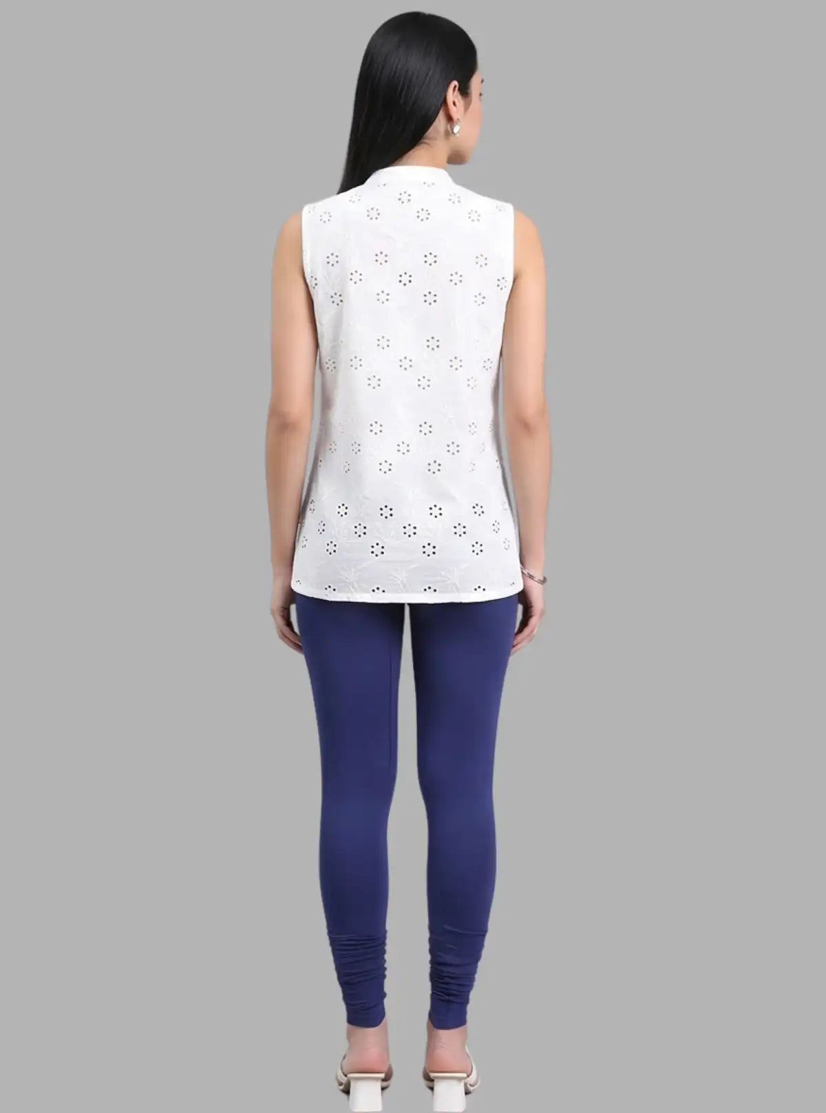 Women's Ink Blue Ankle Legging – Cotton Elastane Feather-Touch Jersey by Boer & Fitch