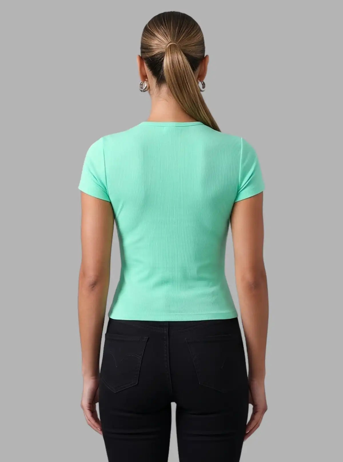Women’s Light Green V-Neck Short Sleeve Cotton Jersey T-Shirt by Boer and Fitch