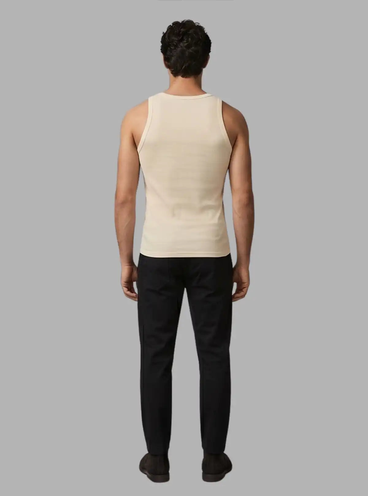 Beige Ribbed Vest for Men – Casual Cotton Sleeveless Vest by Boer and Fitch
