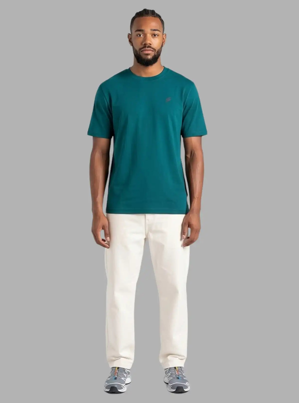 Boer and Fitch Surf Rider Printed Teal Blue Crew Neck Cotton T-Shirt for Men