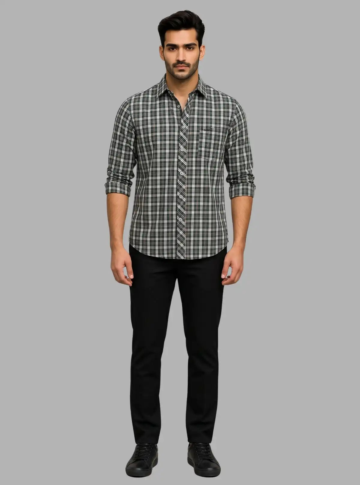 Dark Green Checked Shirt for Men – Casual & Smart Wear by Boer and Fitch