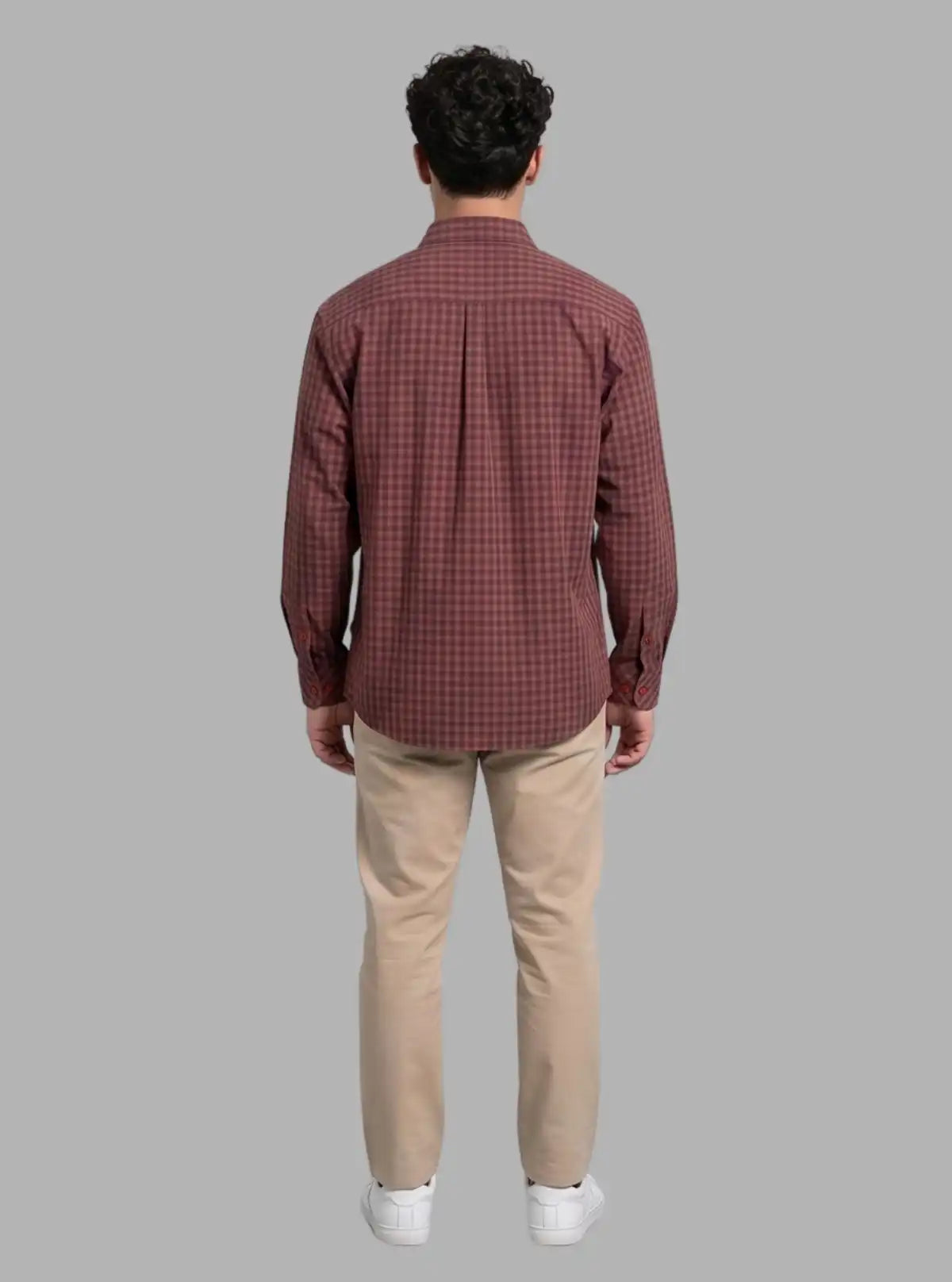 Deep Red Checked Casual Long Sleeve Shirt for Men – Boer and Fitch