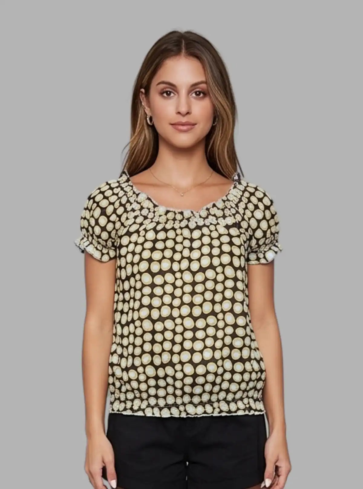 Women’s Bubble Dotted Fancy Cotton Top – Stylish Casual by Boer and Fitch
