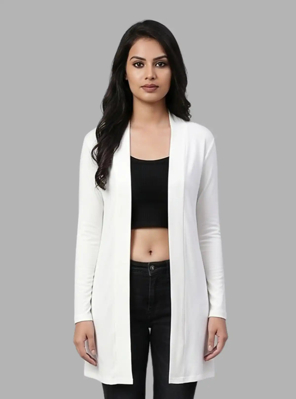 Women's Solid White Feather Touch 100% Cotton Shrug