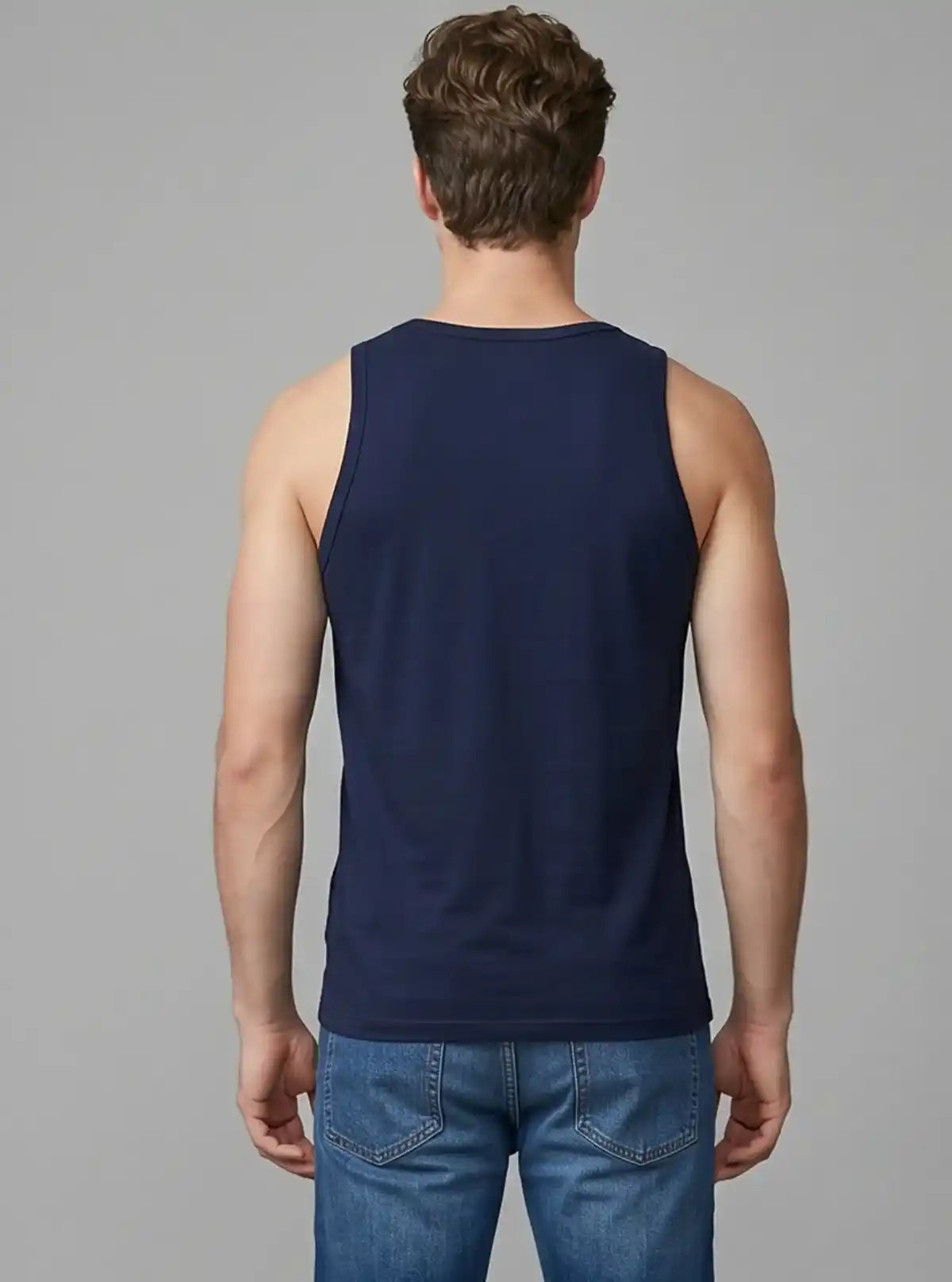Men’s Navy Blue Casual Sleeveless Gym Vest – Lightweight, Stylish & Breathable