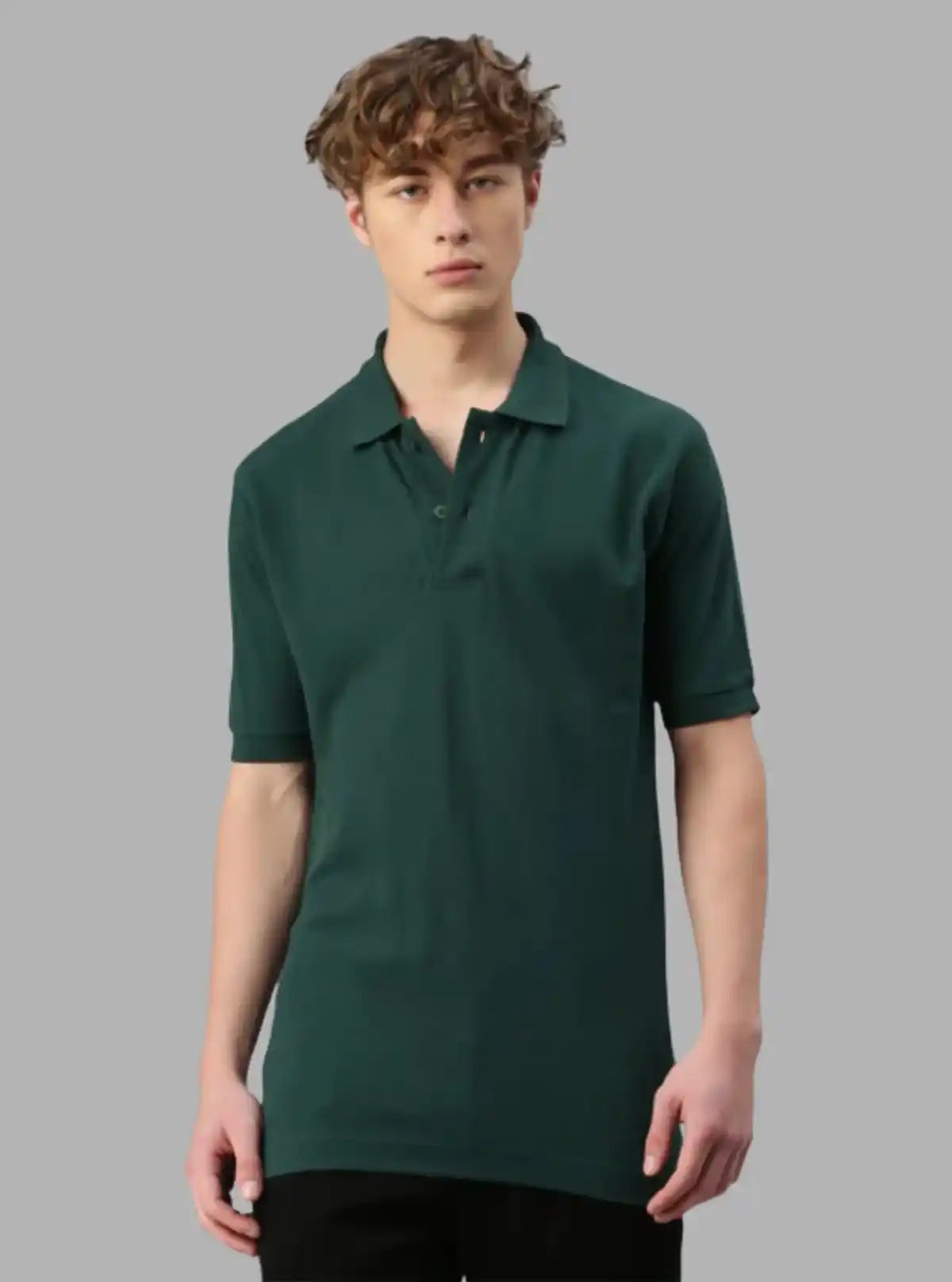 Men’s Bottle Green Polo T-Shirt with Collar & Cuff | 100% Cotton Piqué | Boer & Fitch