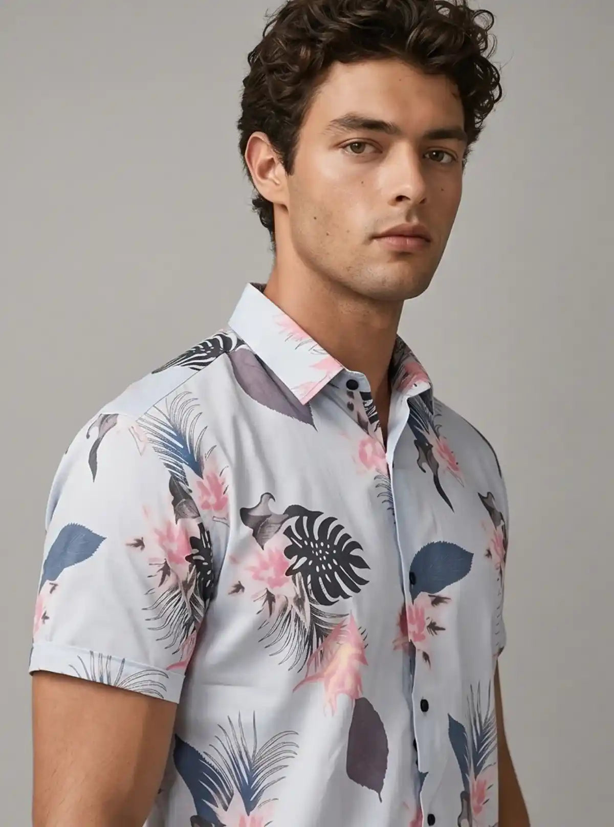 Men’s Floral Print Poly Shirt – Stylish Slim Fit Casual Shirt by Boer & Fitch