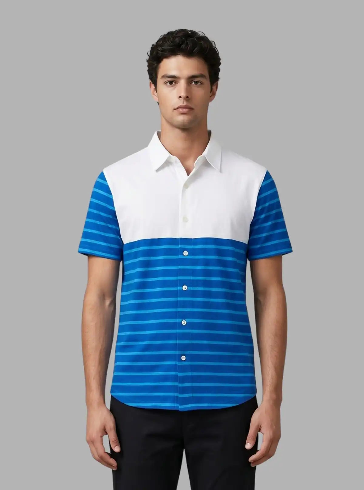 White & Royal Blue Striped Polo T-Shirt for Men – Boer and Fitch