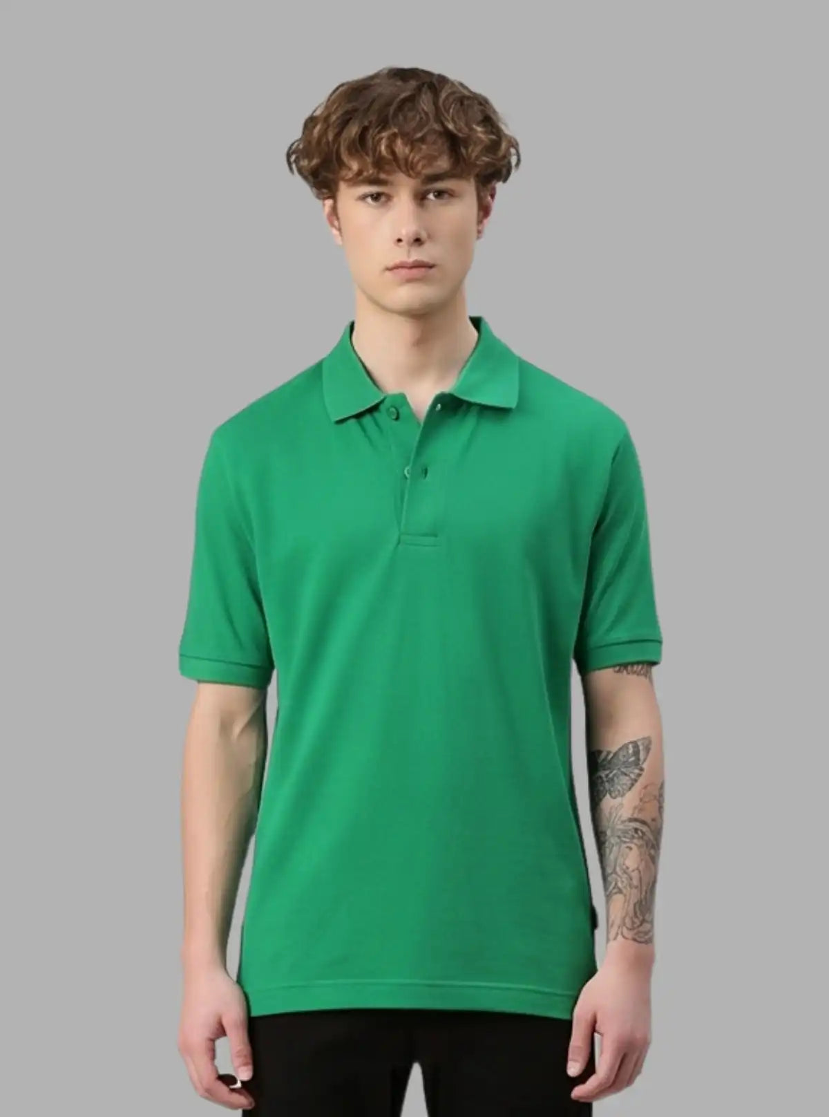 Men’s Parrot Green Polo T-Shirt with Collar & Cuff | 100% Cotton Piqué Knit | Boer & Fitch