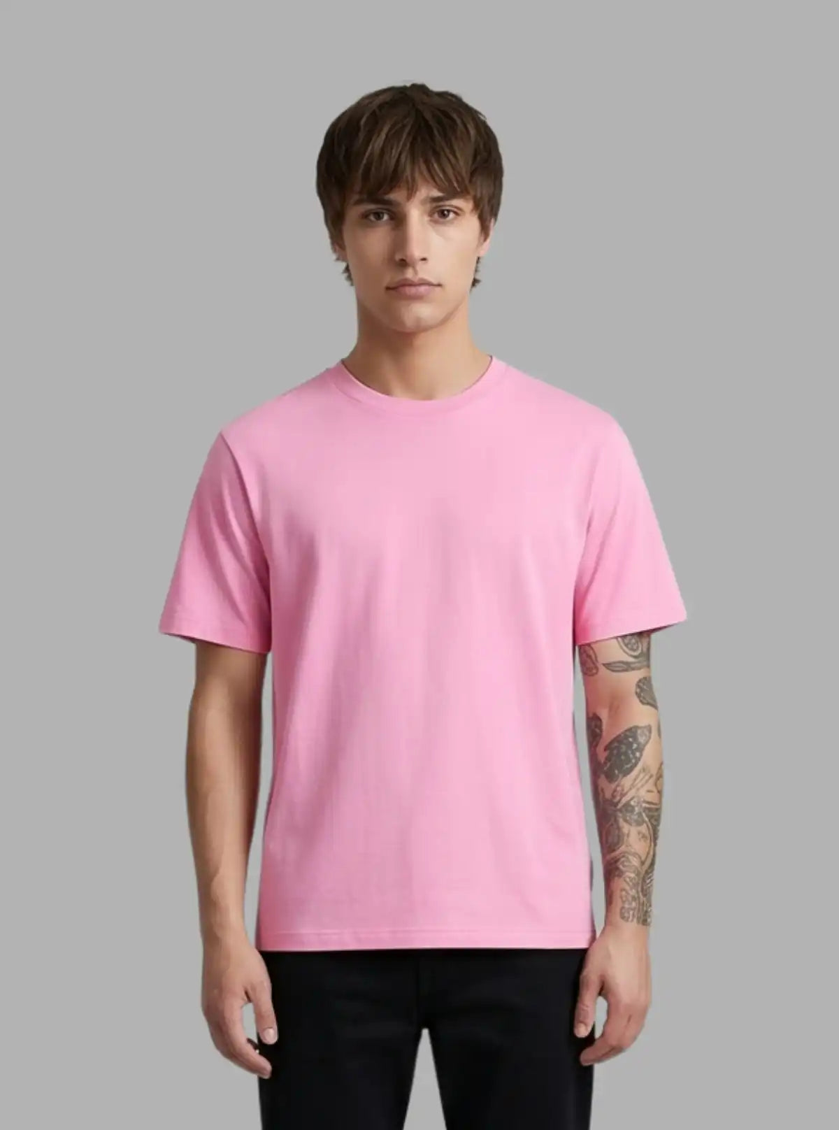 Boer & Fitch Men’s Pink Basic Cotton Crew Neck T-Shirt