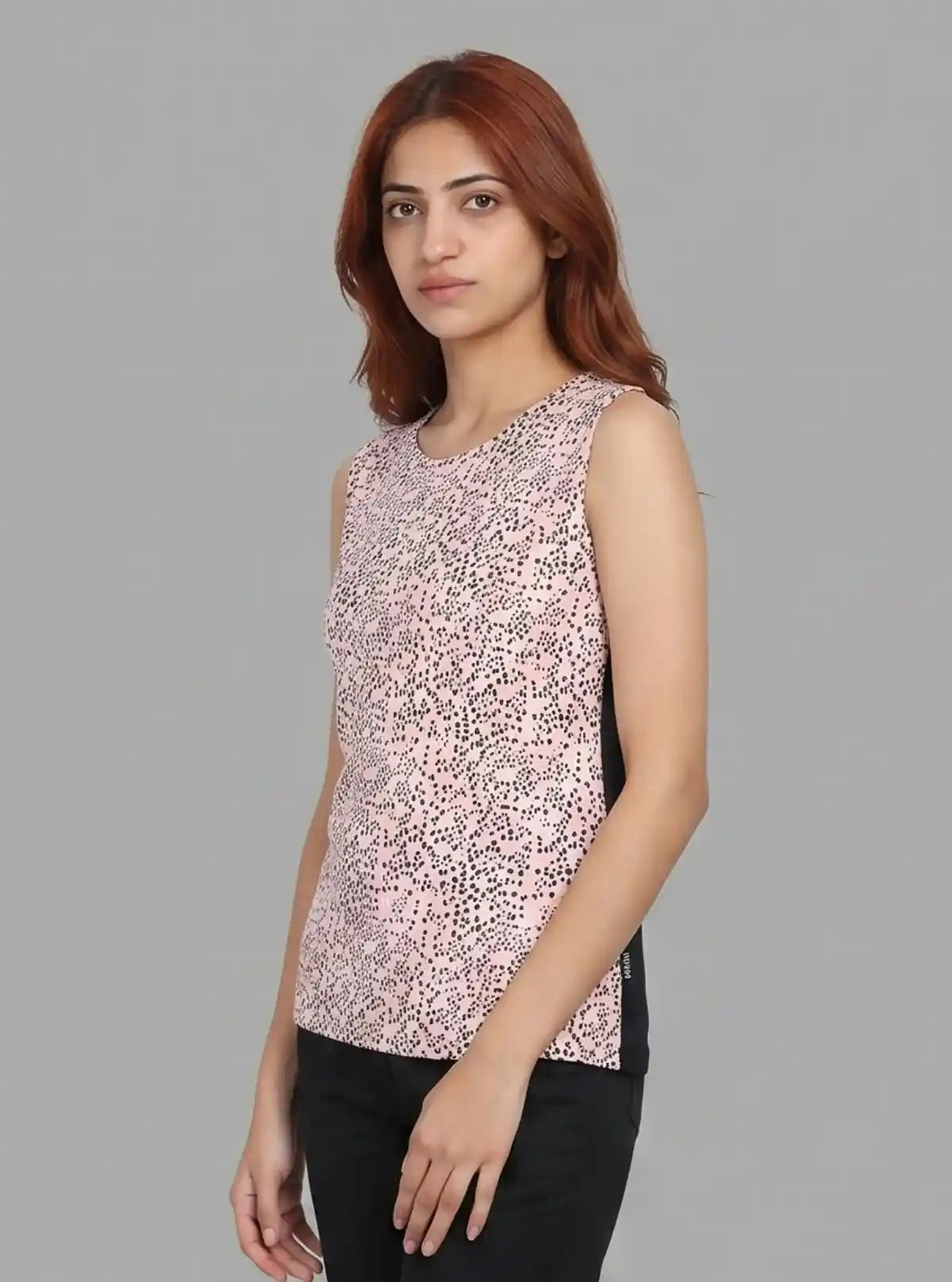 Women’s Pink Printed Sleeveless Cotton Jersey Top – Boer and Fitch