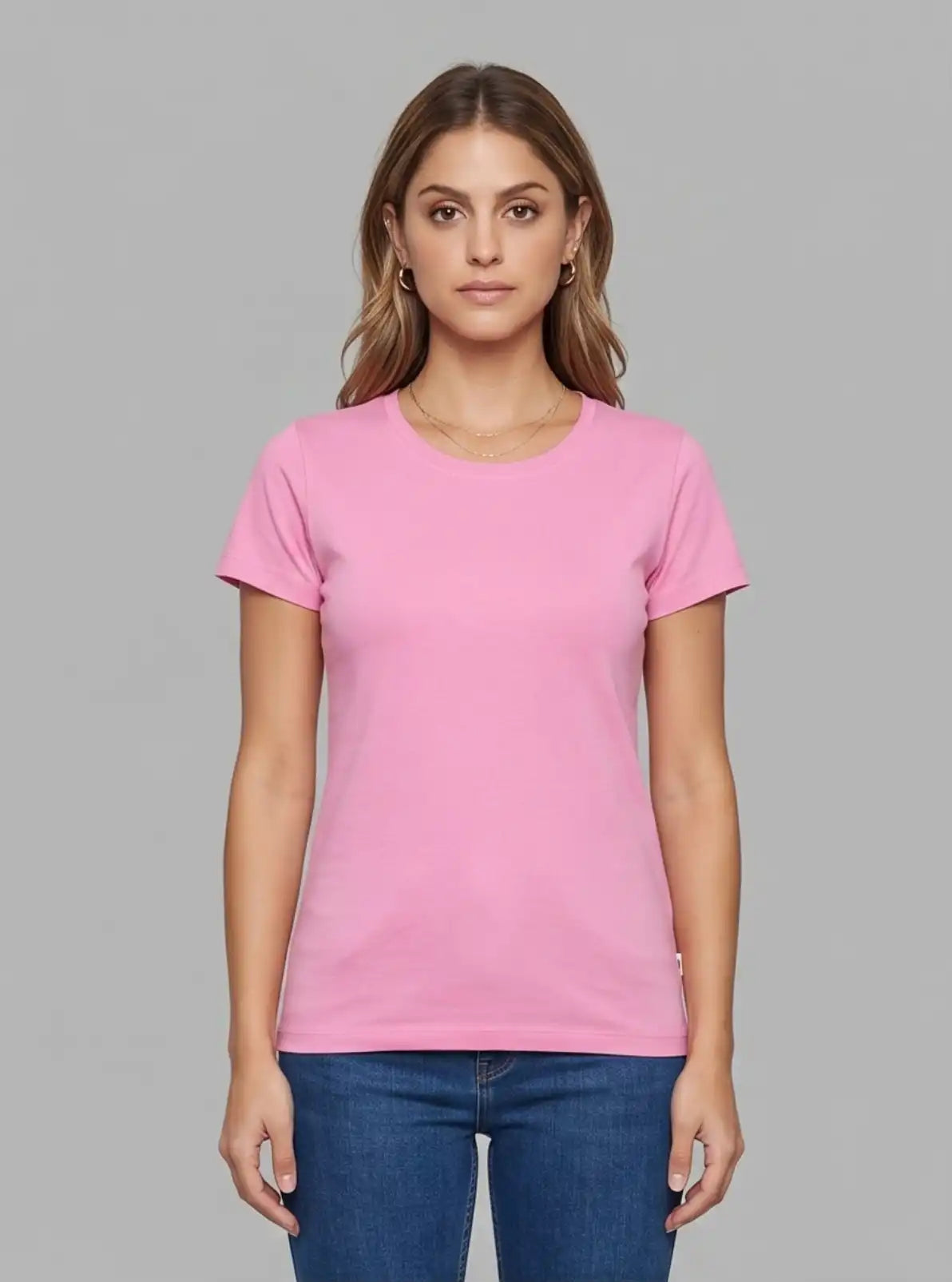 Women's Fuchsia Printed Crew Neck Cotton Jersey Short Sleeve T-Shirt by Boer and Fitch